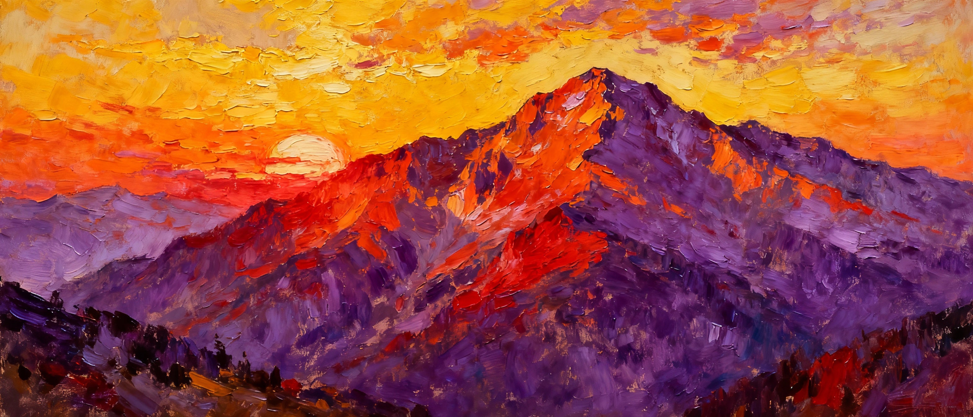 Sunset Over the Mountains - Warm Landscape